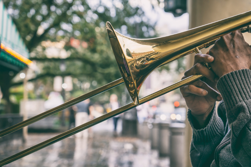 playing trumpets
